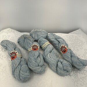Vintage Barmo Fancy Wool Yarn Light‎ Blue Skeins Bundle
